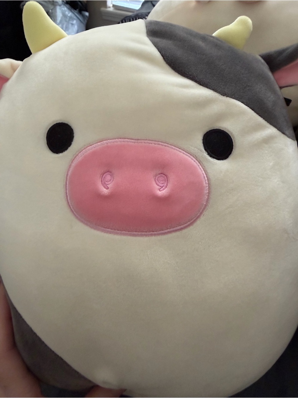 Squishmallows Cow Plush Pillow in Cream, Pink, Yellow, Brown